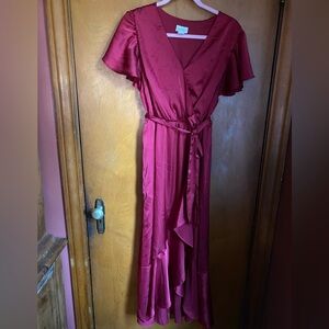 Nicole Miller Red Satin Dress